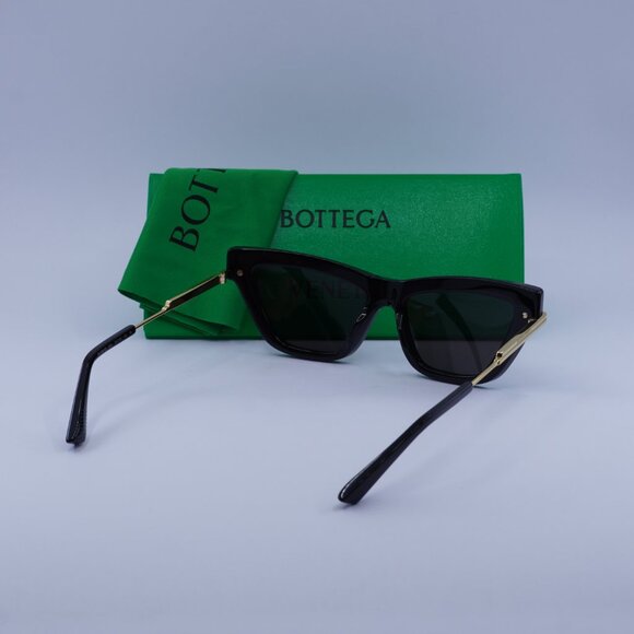 Bottega Veneta BV1241S 001 Sunglasses Black/Gold Cat Eye Frame, Grey Lenses main image 4
